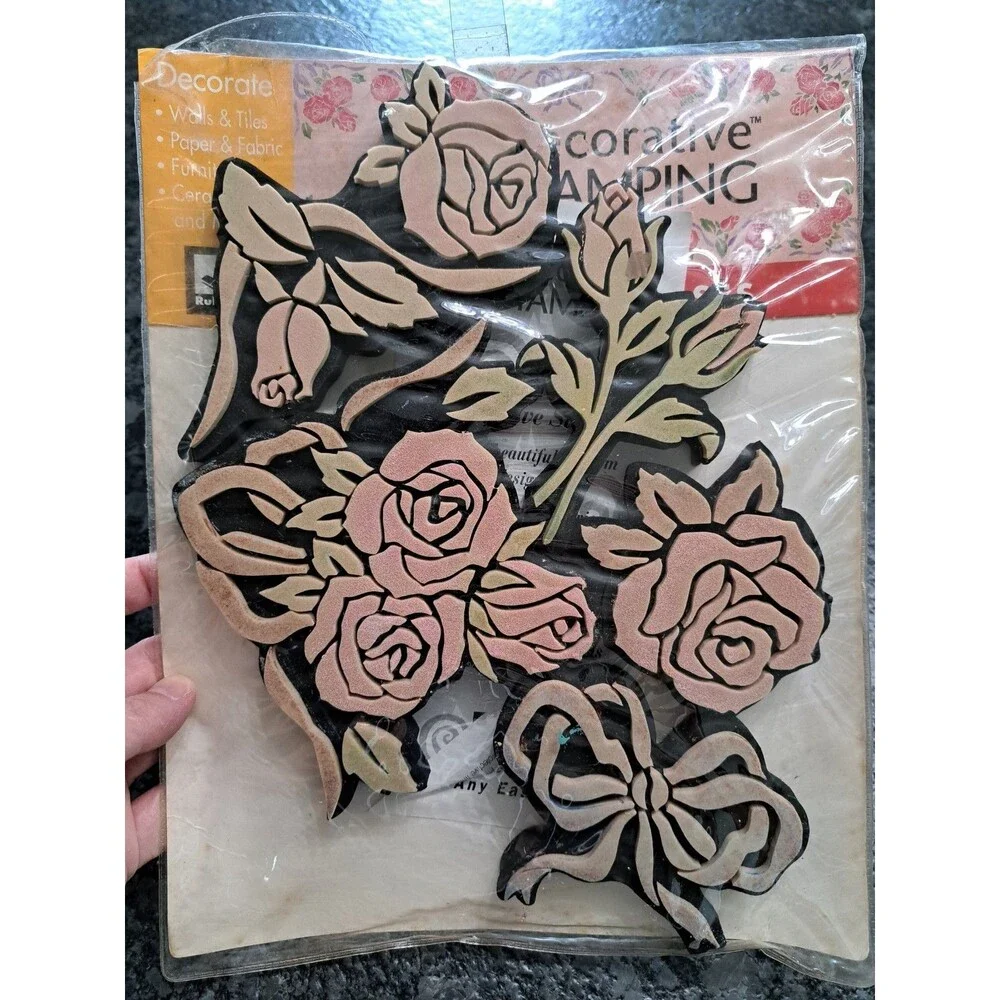 Vintage Rubber Stampede Decorative Stamping Kit Roses Floral NOS